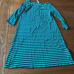 Yala  Dress with Green and Blue Stripes